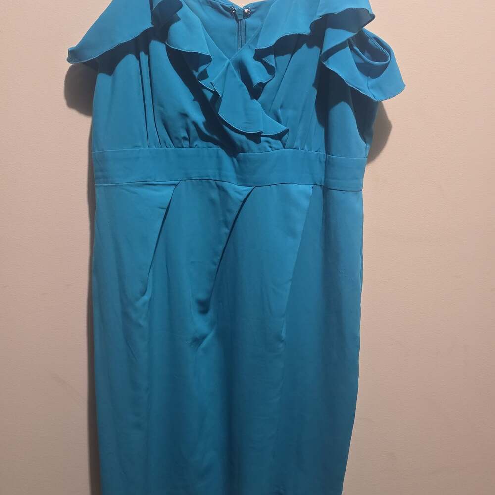 Calvin Klein Whisper Ruth Ruffle Dress Mosaic Blue